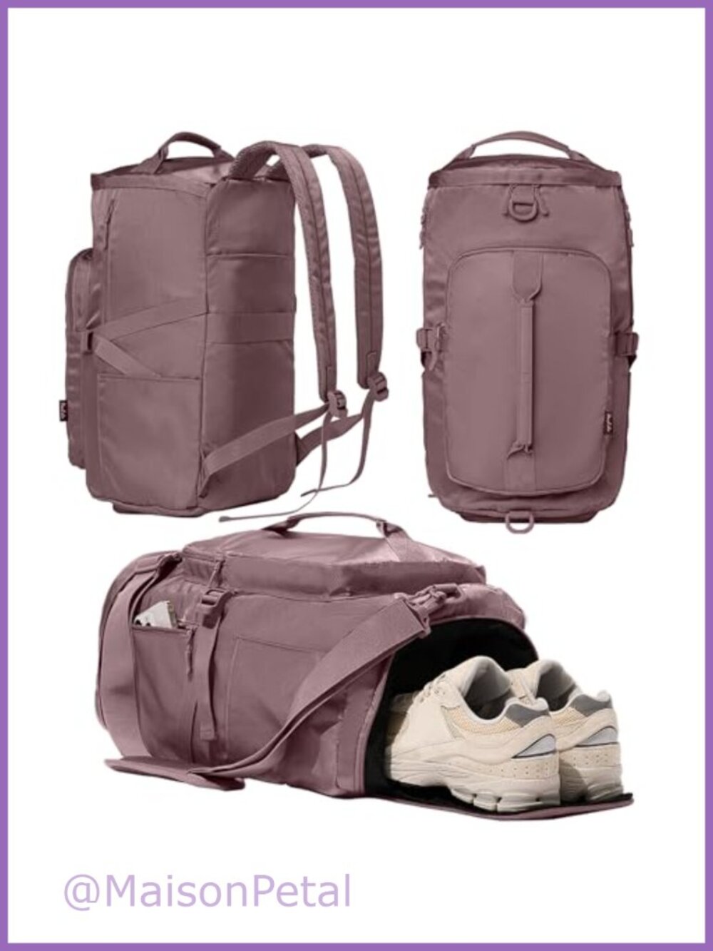30L Gym Bag Duffel Backpack Convertible with Shoe Compartment Wet Pocket